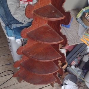 Rustic Brown Wooden Corner Shelf